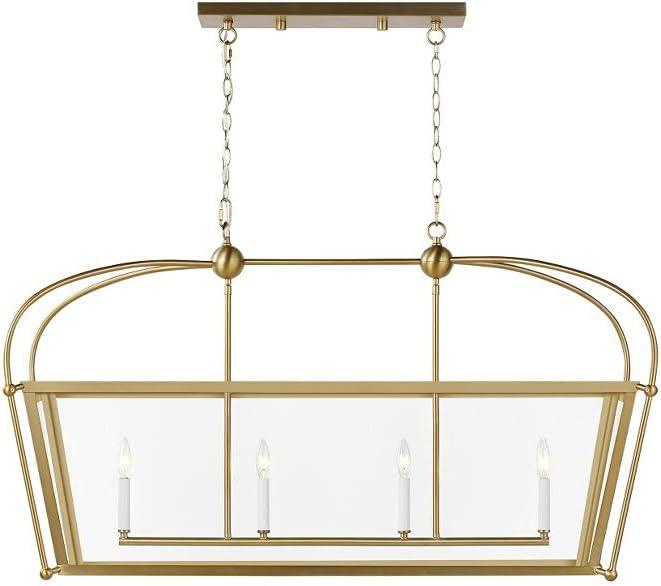 Satin Brass Elegance 4-Light Linear Pendant for Indoor/Outdoor