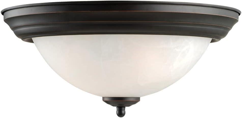 Design House 514489 Millbridge Traditional 2-Light Indoor Flush Mount Ceiling Light Dimmable Alabaster Glass for Bedroom Dining Room Kitchen, Oil Rubbed Bronze