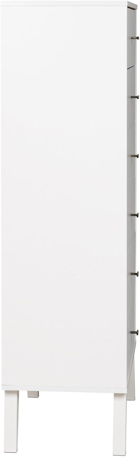 Prepac Milo Mid Century Modern Tall 6-Drawer Chest, White