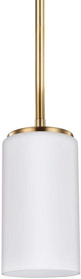 Alturas Mini-Pendant in Satin Brass with Etched Glass Shade