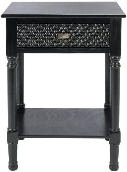 Halton Black Wood 22" Rectangular Accent Table with Storage