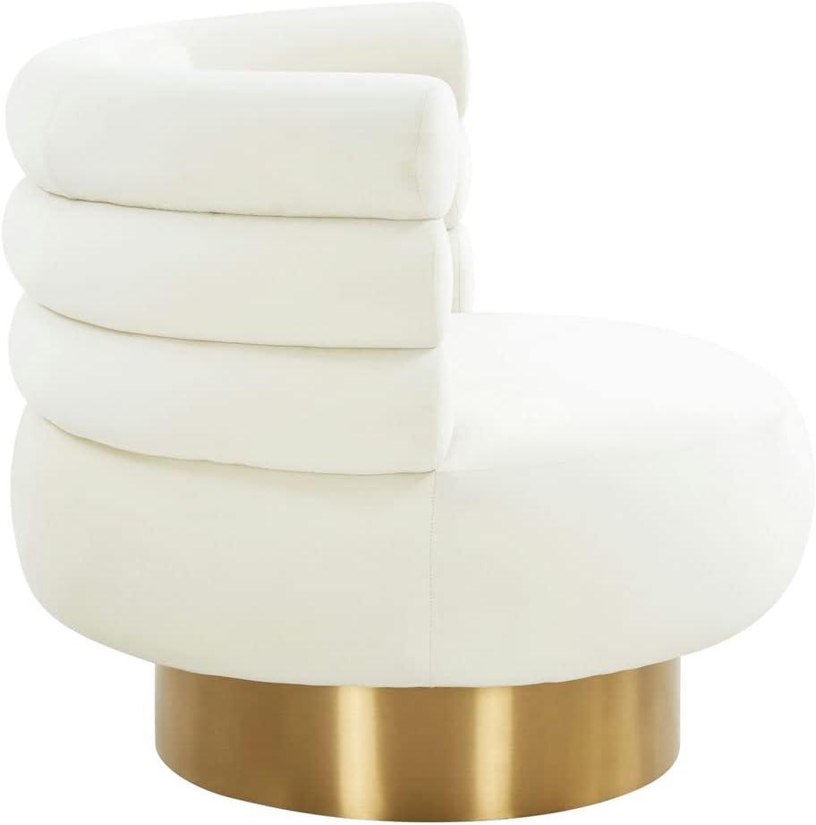 Handcrafted Naomi Cream Velvet 31.9" Swivel Chair