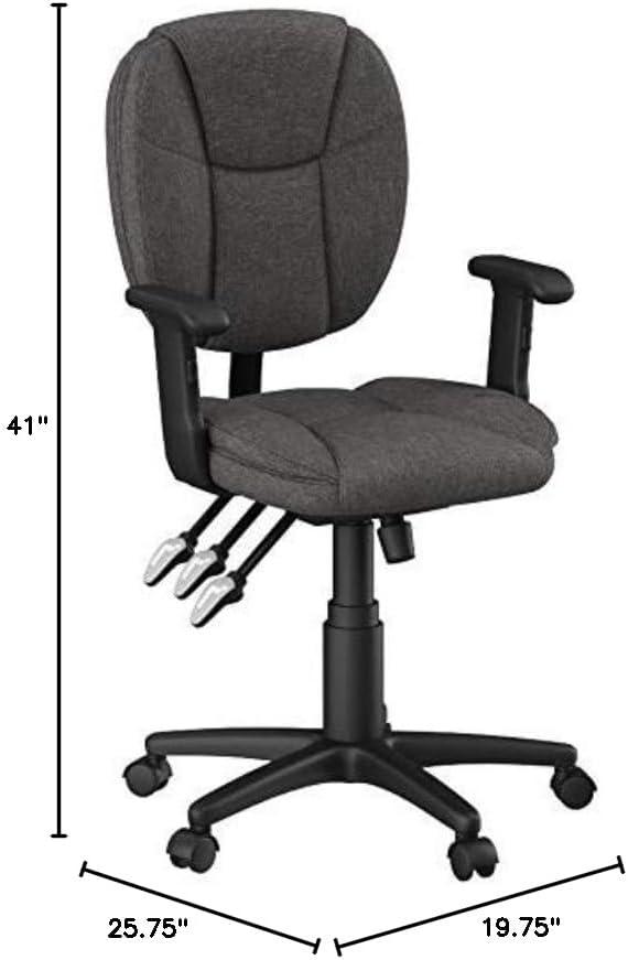 Flash Furniture Mid-Back Gray Fabric Multifunction Swivel Ergonomic Task Office Chair with Pillow Top Cushioning and Arms