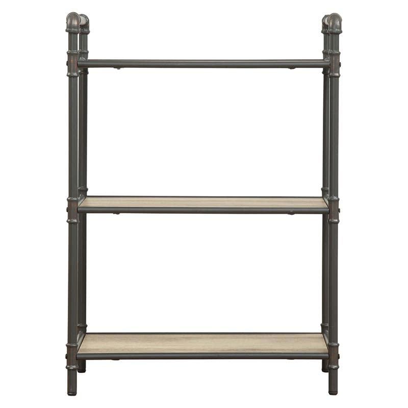 36" Itzel 3 Shelves Bookcase Antique Oak/Sandy Gray - Acme Furniture: Metal Frame, Open Back Design, Assembly Required