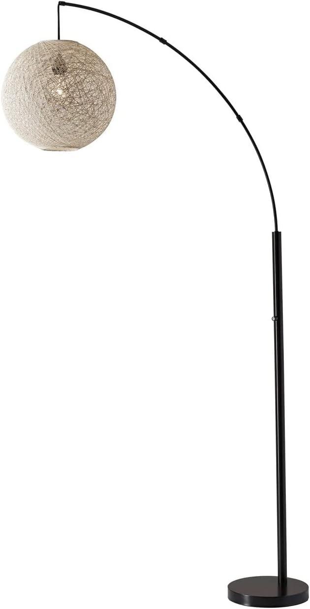 Havana Bronze Arc Floor Lamp with Cream Rattan Shade