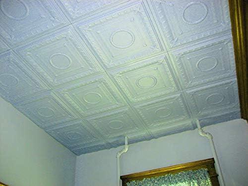 Romanesque Wreath Plain White Foam Glue-up Ceiling Tile