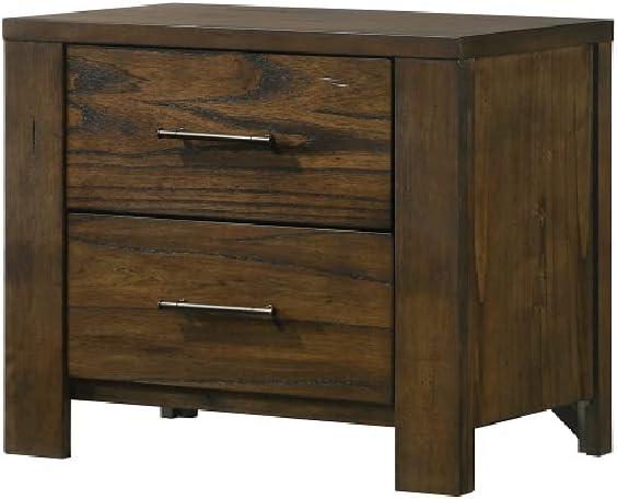 Merrilee Antique Brass 2-Drawer Oak Nightstand