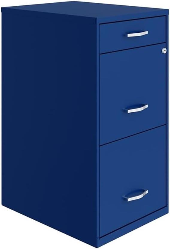 Space Solutions 3 Drawer Letter Width Vertical File Cabinet with Pencil Drawer, Blue