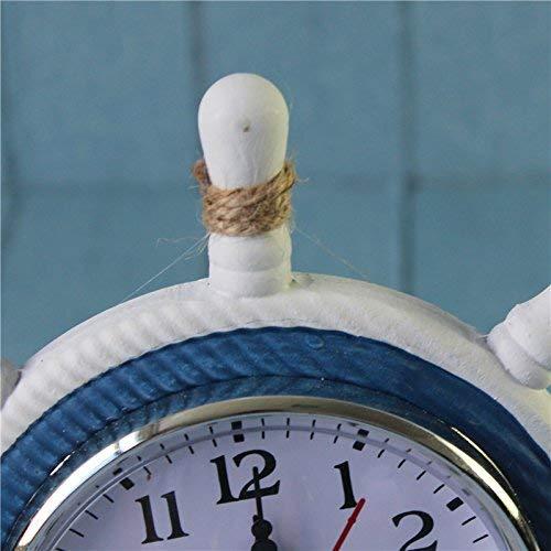 Wheel Wall Clock Decoration Nautical Anchor Boat Steering Wheel Time Clock Table Decor - Ship