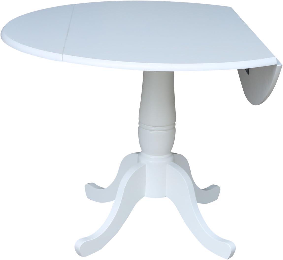 42" Patsy Round Top Dual Dining Table White - International Concepts: Drop Leaf, Seats 4