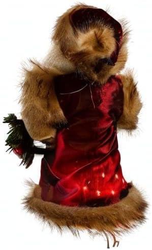 Burgundy and Brown Santa Claus 10-Inch Lighted Tree Topper