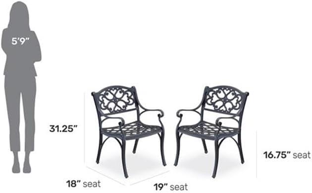 Homestyles Sanibel Aluminum Outdoor Chair Pair in Black