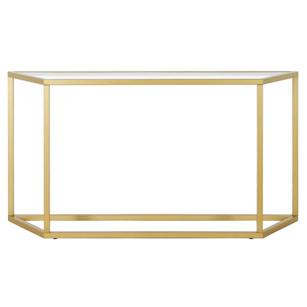 Evelyn&Zoe Levi 55" Wide Trapezoid Console Table, Brass