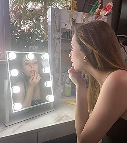 Vanity Mirror with Lights, Makeup Mirror with Lights,3 Color Lighting Modes Detachable 10X Magnification Mirror Touch Control,360°Rotation, White.