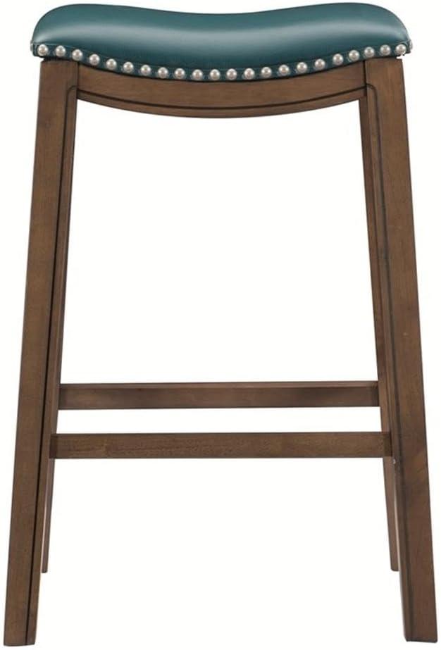 Contemporary Green Saddle-Style Wood Pub Stool 31''