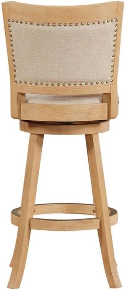 Boraam Wood Melrose Bar Stool in Driftwood Cream Wire-Brush and Ivory Finish