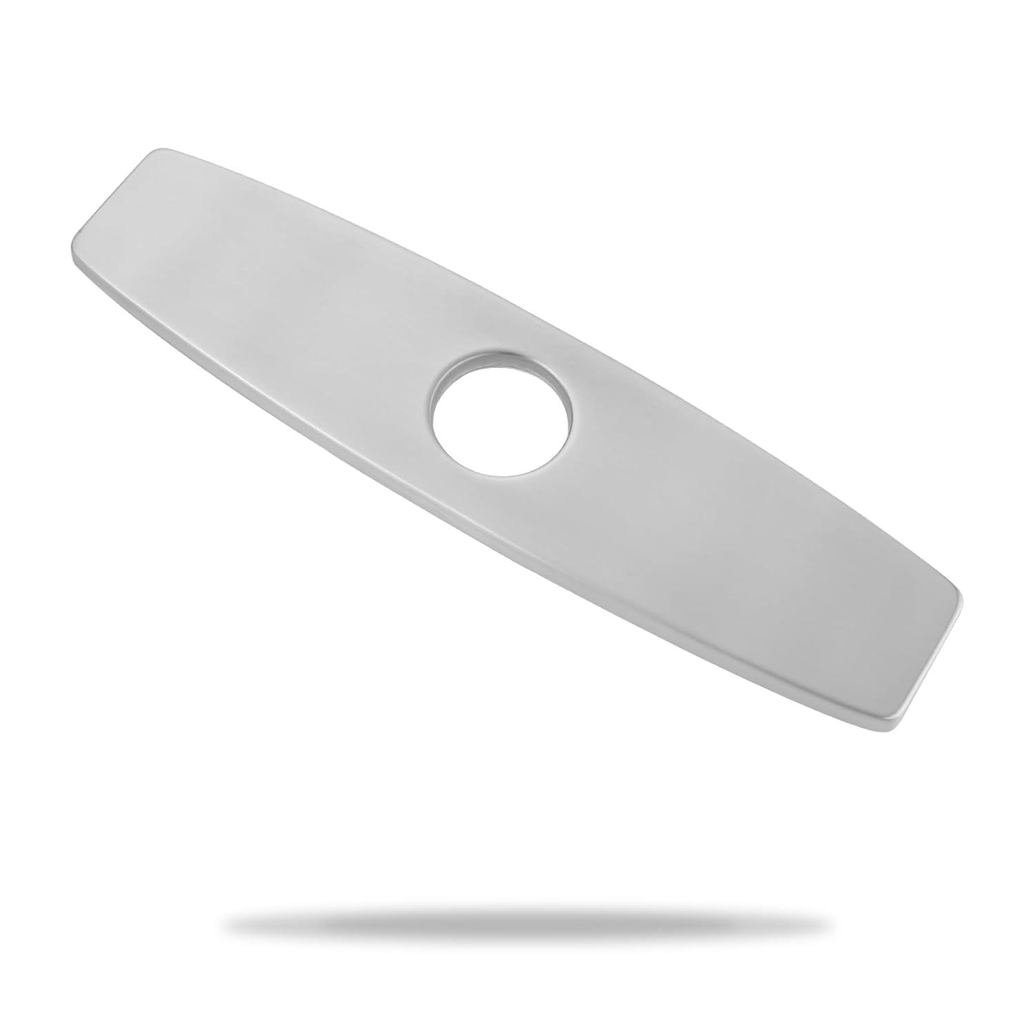 Single Hole Faucet Sink Base Stainless Steel Faucet Decorative Plate Tap Cover Deck Plate Faucet Plate Hole Cover Bathroom Faucet Escutcheon Plate Faucet Deck Plate 10INCH BRUSHED NICKEL