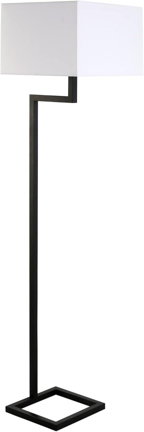 Xavier Voice-Controlled 64" Floor Lamp in Blackened Bronze with White Shade