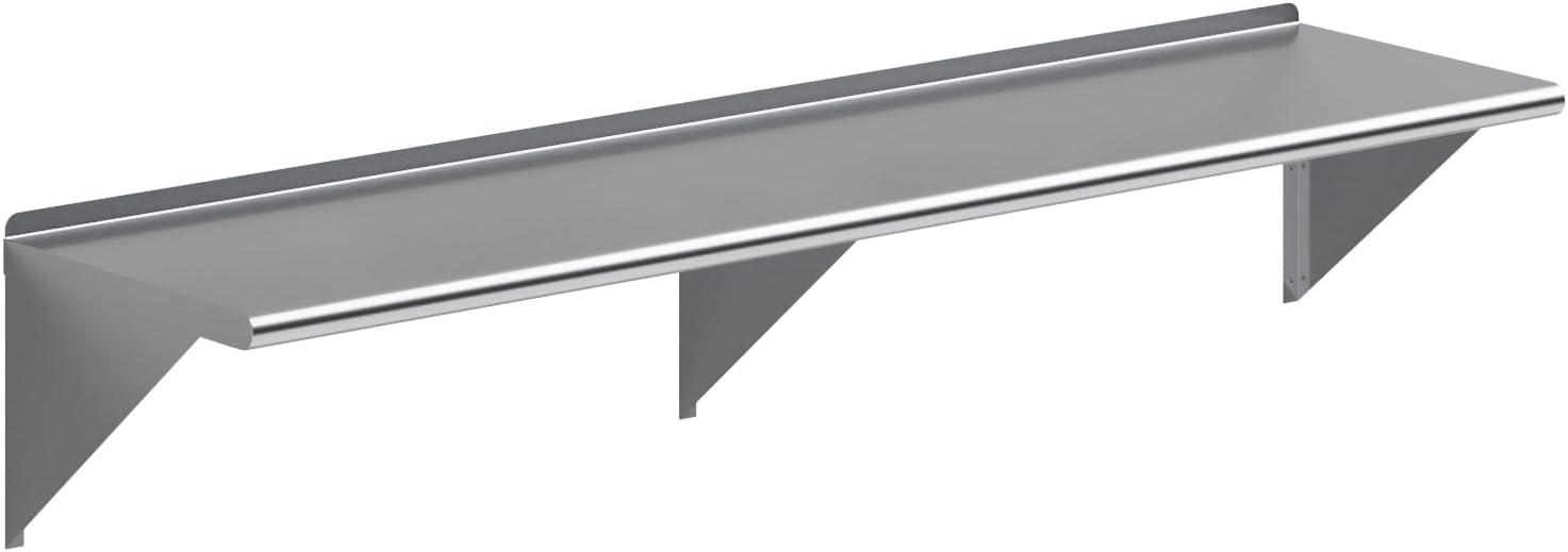 72" Long 18" Deep Stainless Steel Wall Shelf with Brackets