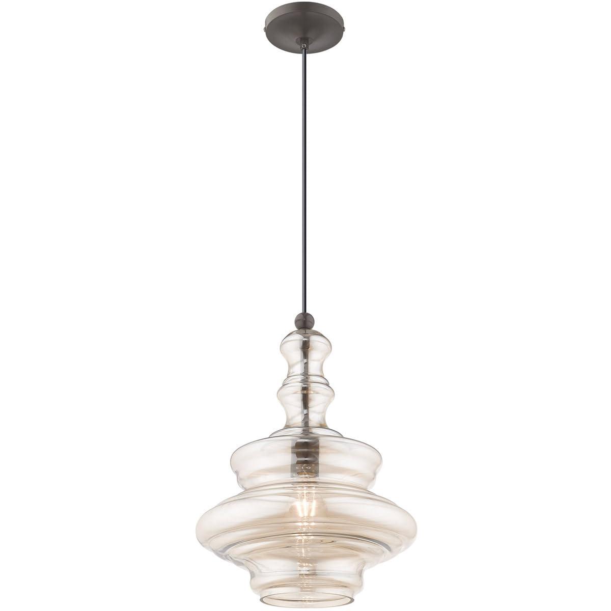 Livex Lighting Art Glass 1 - Light Pendant in  English Bronze