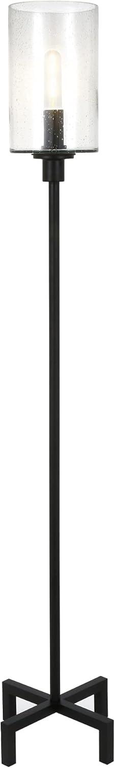 Panos 66" Industrial Bronze Floor Lamp with Seeded Glass Shade