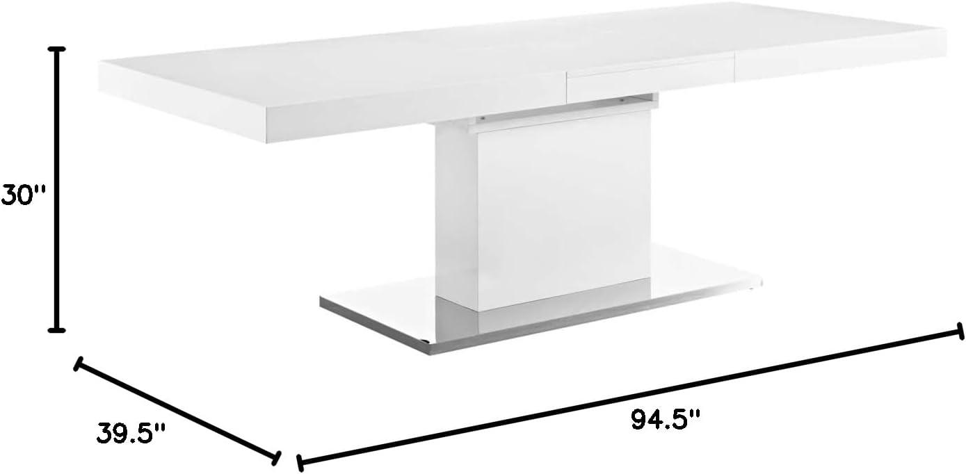 Vector Expandable Dining Table-EEI-2870-WHI-SLV