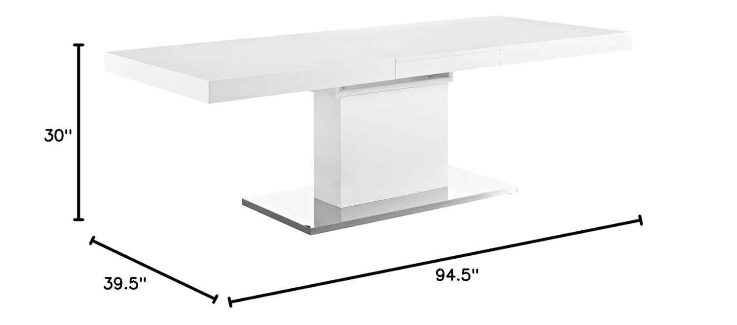 Vector Expandable Dining Table-EEI-2870-WHI-SLV