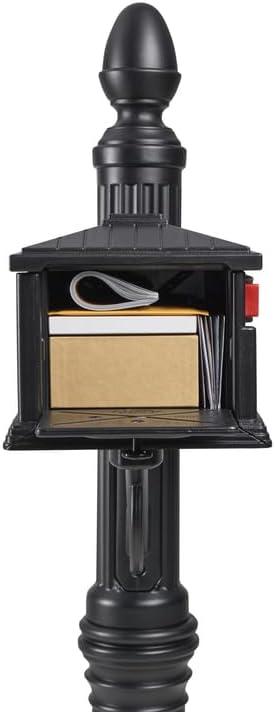 Architectural Mailboxes Stratford All-in-One, Medium, Plastic, Mailbox & Post Combo, Black