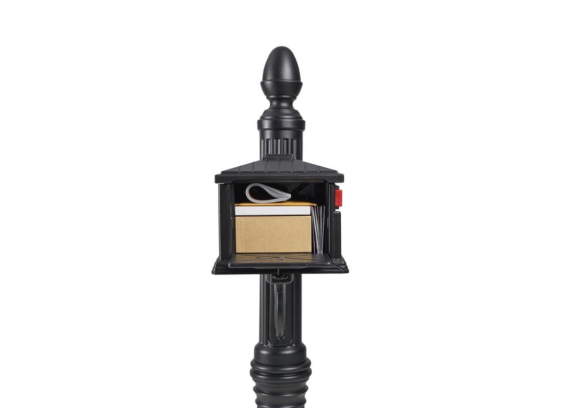 Architectural Mailboxes Stratford All-in-One, Medium, Plastic, Mailbox & Post Combo, Black