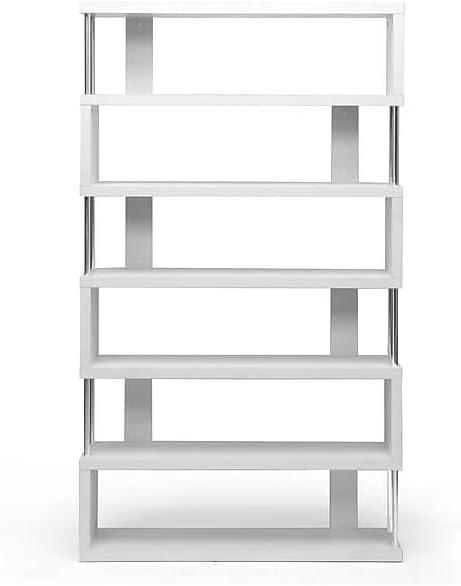 75.5" Barnes Six Shelf Modern Bookshelf - Baxton Studio