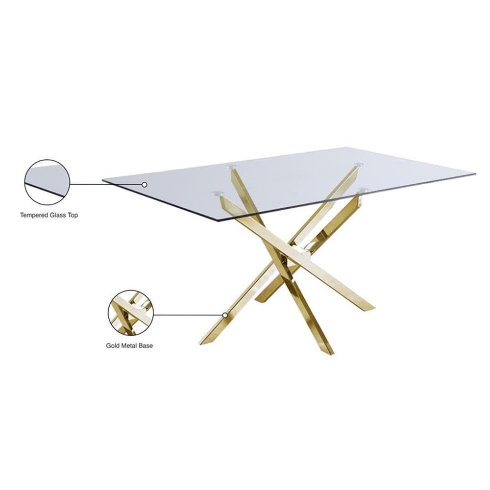 Meridian Furniture Yellow Xander Contemporary Glass Dining Table