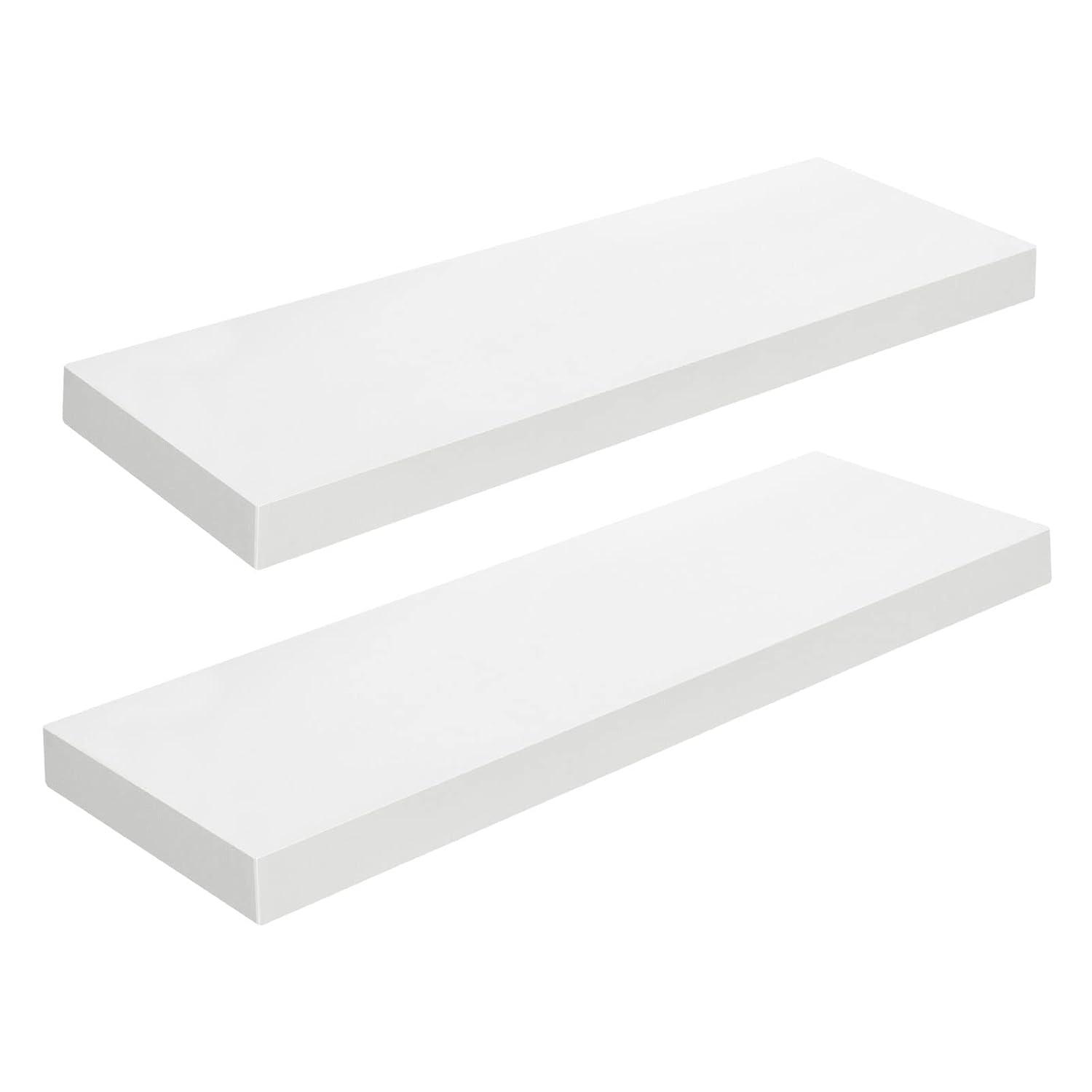 Latitude Run® Elbur 23.6 Inch Wide Wood Floating Shelves, Wall Shelf Display Shelves for Bathroom/Kitchen/Bedroom/Living Room (Set of 2)