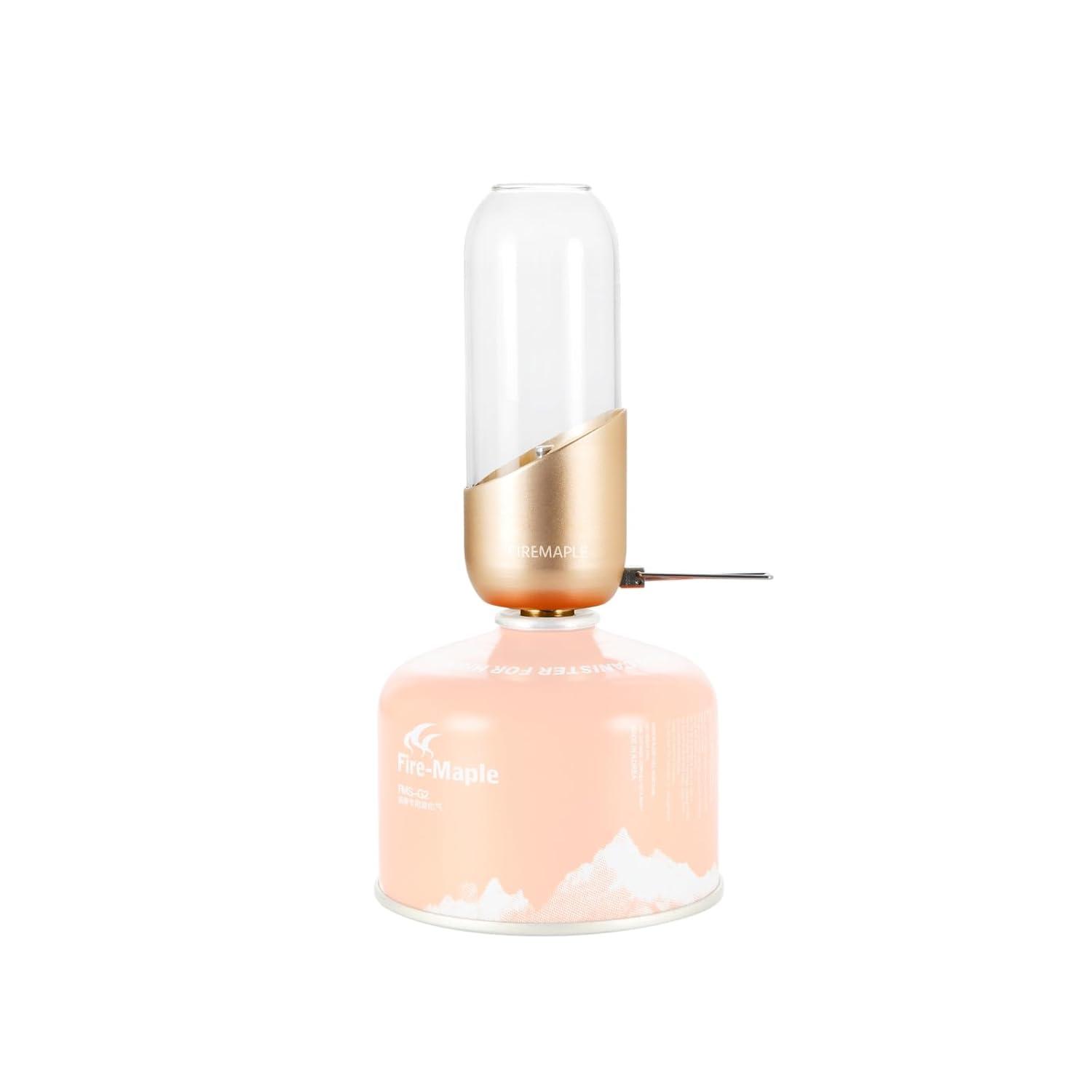 Fire-Maple Orange Camping Lantern Glass, Steel & Aluminum | Propane or Isobutane Fuel Canister Beautiful Lights | NO Mantles Needed | Propane Lanterns for Camping, Emergency Essential