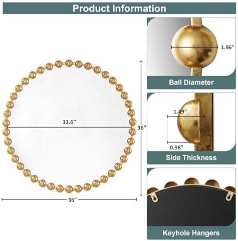 Marlowe Beaded Round Metal Wall Mirror