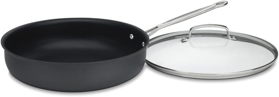 12-Inch Black Aluminum Non-Stick Frying Pan with Lid