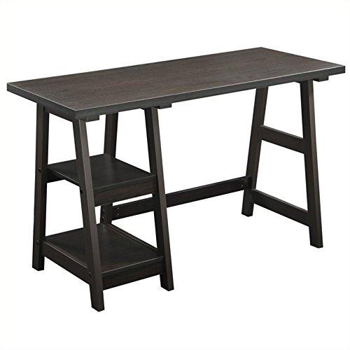 Convenience Concepts Designs2Go 29.25" Tall Trestle Desk with Shelves, Espresso