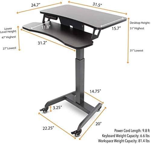 Cruizer Premier Electric Height Adjustable Mobile Podium with Keyboard Tray – Black – Stand Steady