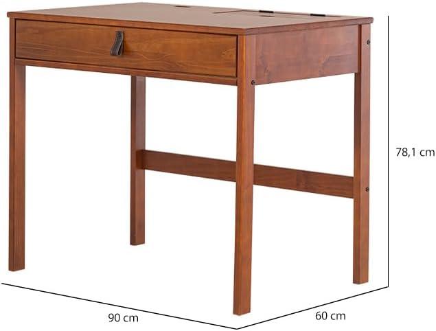 Memomad Bali Modern Home Office Desk with Drawer and Smart Storage for All Ages (35in Width, Caramel Brown Wood)