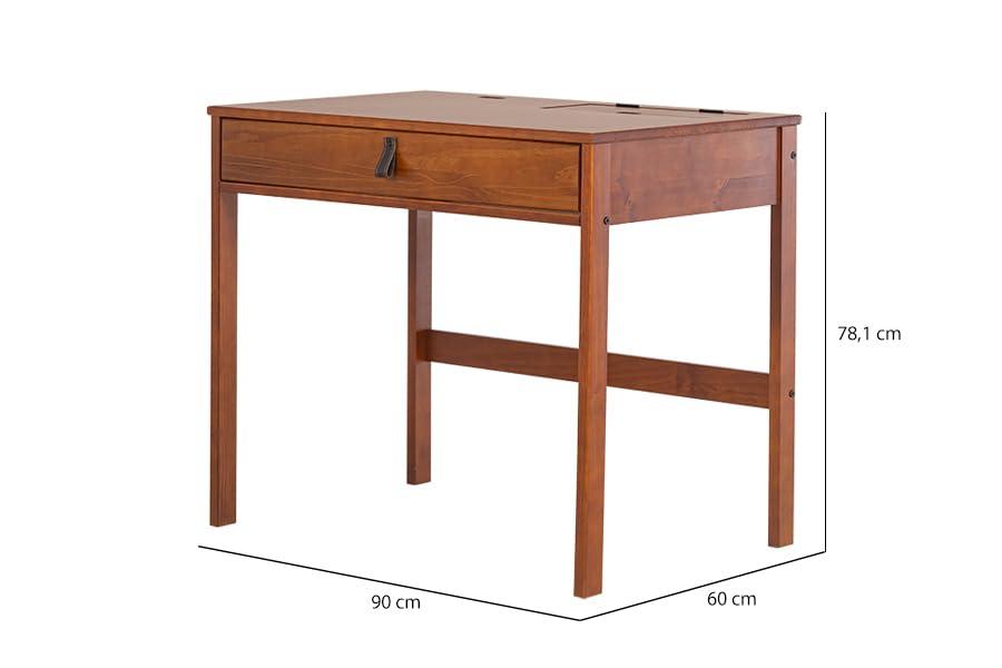 Memomad Bali Modern Home Office Desk with Drawer and Smart Storage for All Ages (35in Width, Caramel Brown Wood)