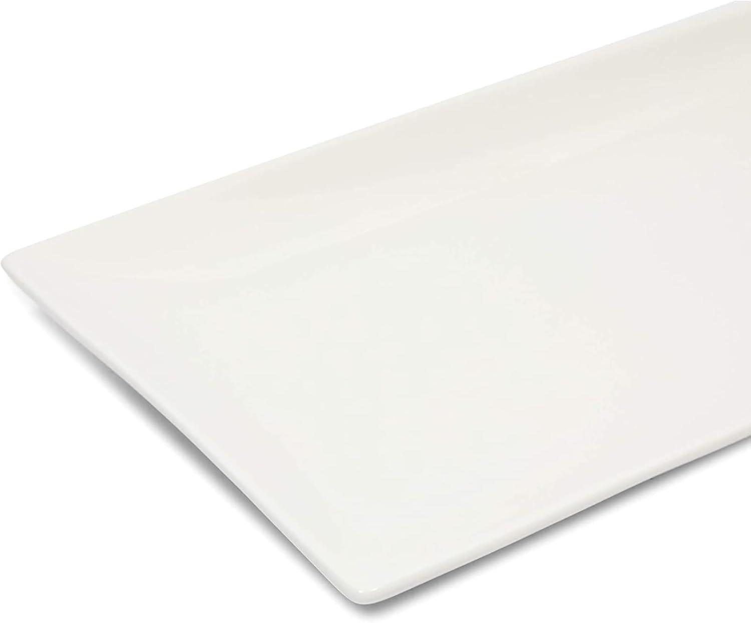 White Ceramic Rectangular Serving Platter Set