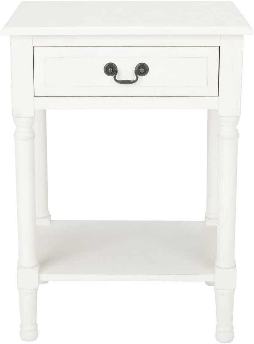 Whitney 1 Drawer Accent Table - Distressed White - Safavieh.