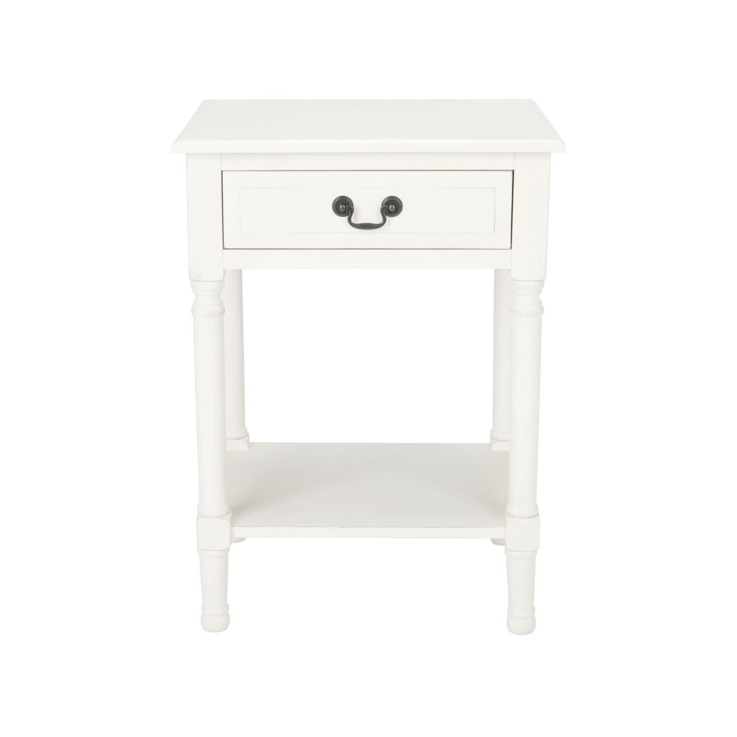 Whitney 1 Drawer Accent Table - Distressed White - Safavieh.