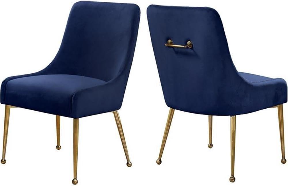 Homestock Mediterranean Mastery Navy Velvet Dining Chair, Set of 2