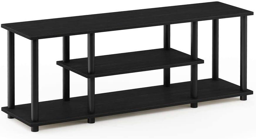 Walnut Rectangular 3-Tier Corner TV Stand with Shelves