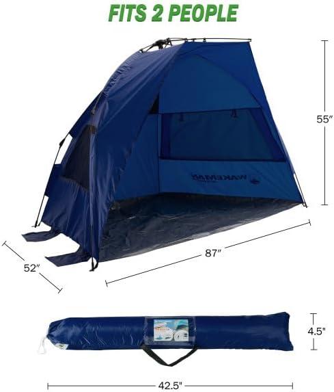 Navy Fiberglass Pop-Up Beach Tent with UV Protection