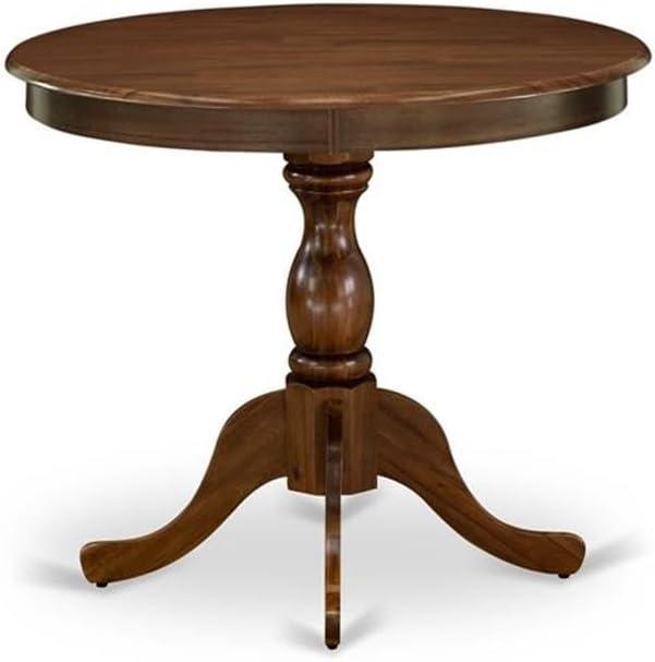 East West Furniture Antique Wood Dining Table with Pedestal Legs in Walnut