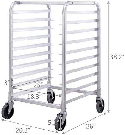 10-Tier Aluminum Bakery Rack with Lockable Casters