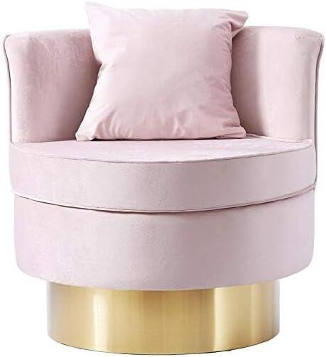 Meridian Furniture Kendra Pink Velvet Swivel Accent Chair