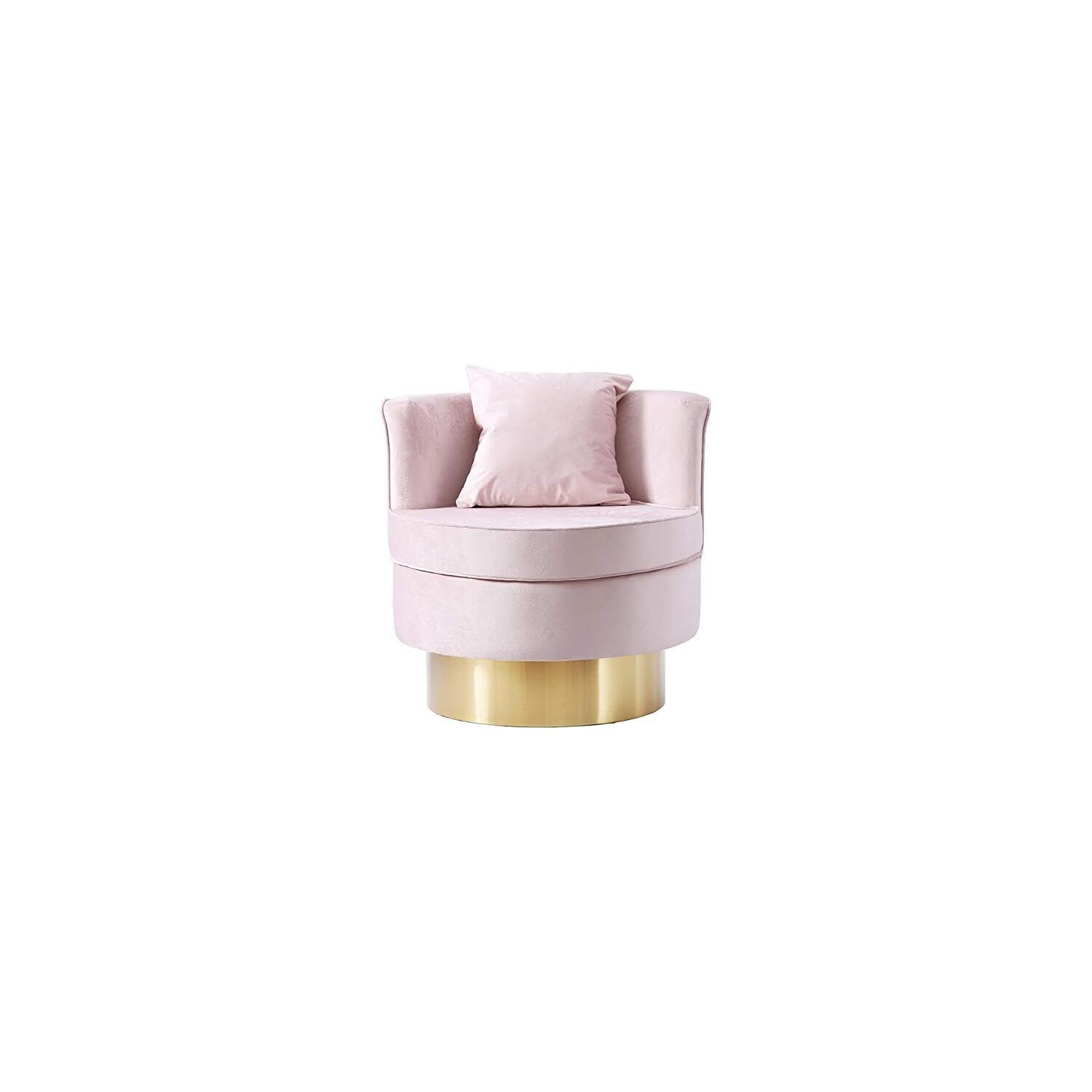 Meridian Furniture Kendra Pink Velvet Swivel Accent Chair