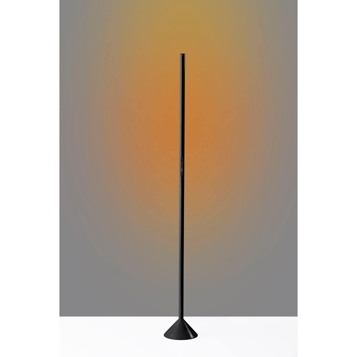 Simplee Adesso Cole LED Color Changing Wall Washer Floor Lamp, Matte Black, Plastic, Frosted Diffuser Shade